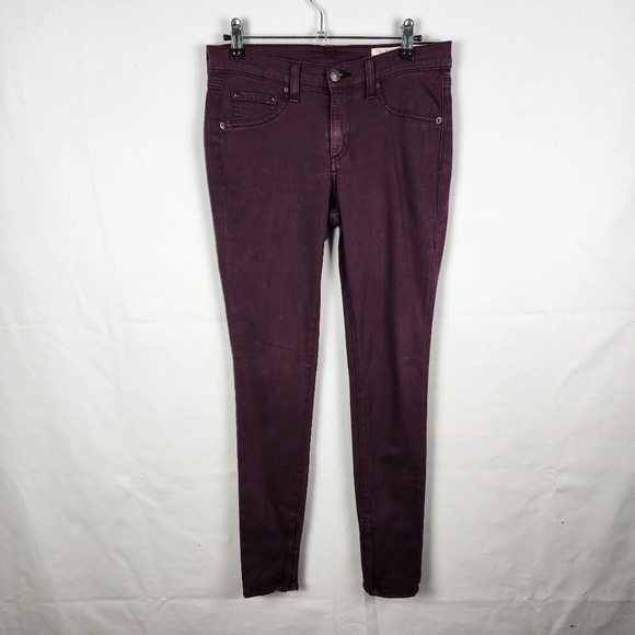 Rag & Bone Ankle Zip Wine Colored Skinny Jeans Size 26 - Picture 1 of 7